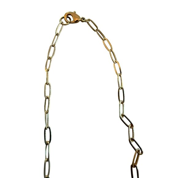Gold-Tone Chain Necklace With Circular Pendant & Dangling Bars - Picture 3 of 3